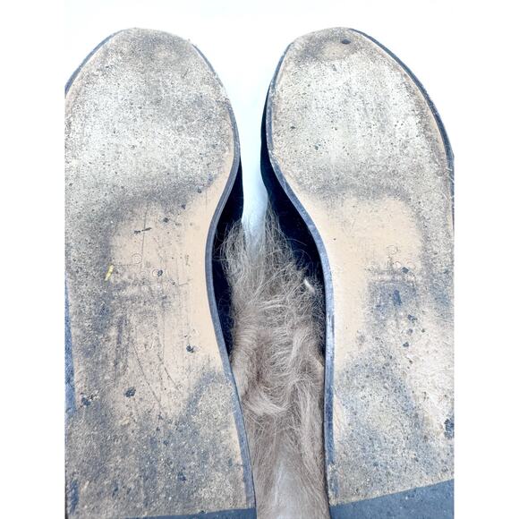GUCCI Black Velevt Fur Lined Princetown Loafers Mules Horsebit Size EU 37 US 7 - Picture 8 of 11